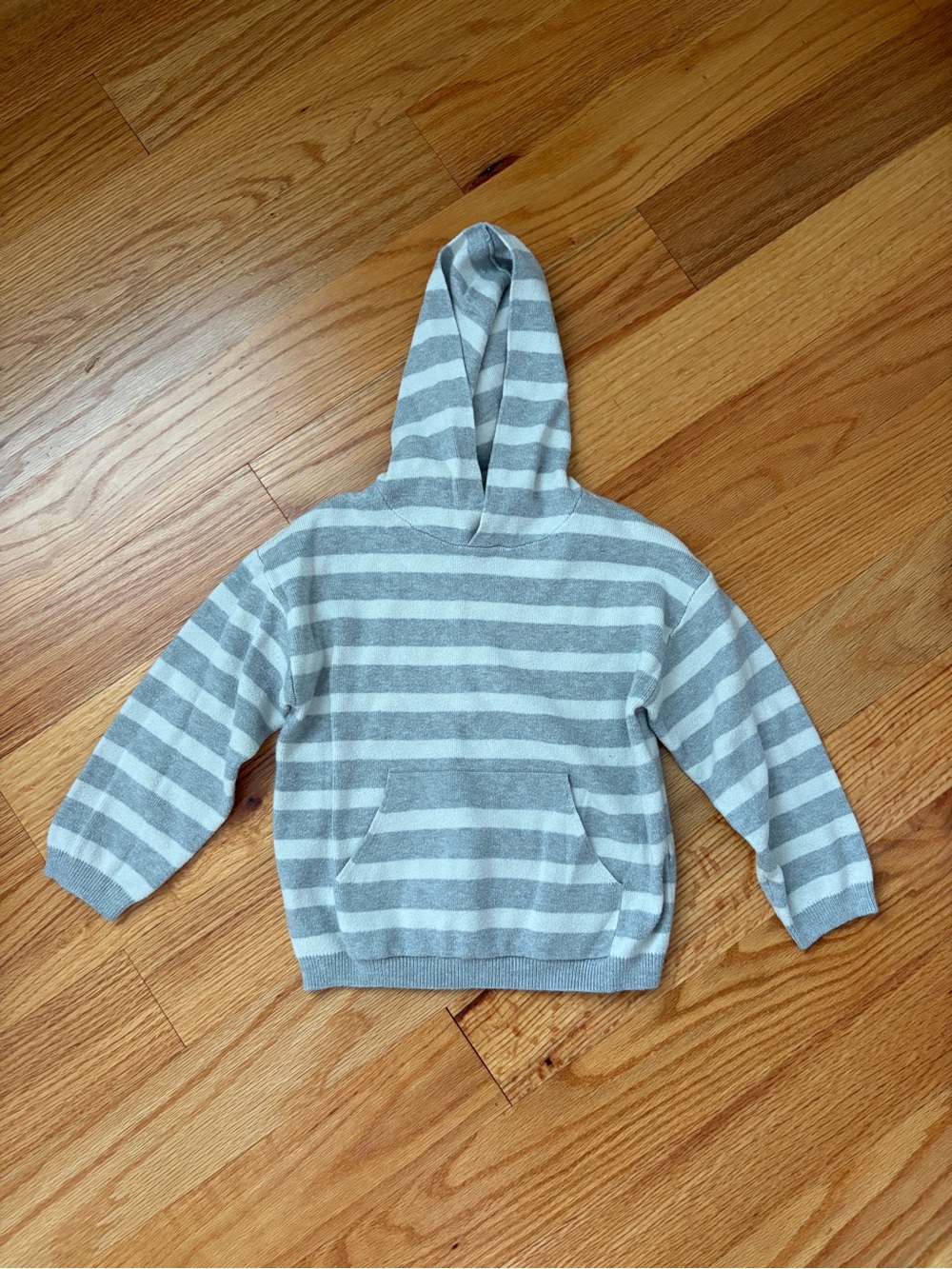 Zara Gray & White Striped Hooded Sweater